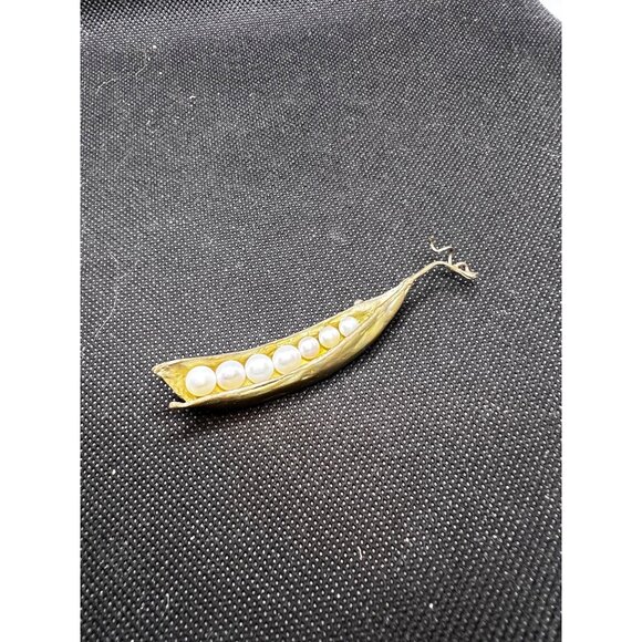 Michael Michaud Silver Seasons peapod brooch bronze freshwater pearl pin 3" - Picture 12 of 12